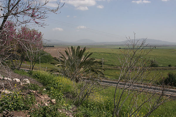 Вид на гору Фавор с городища Мегиддо (Армагеддон)