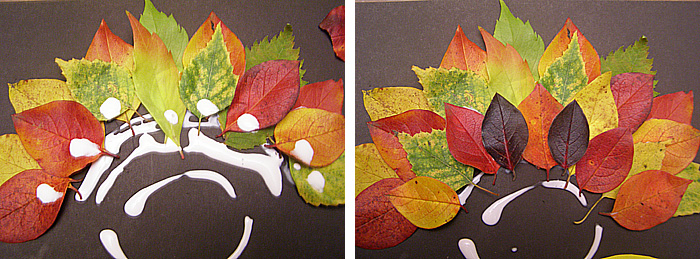 Яркая поделка из осенних листьев