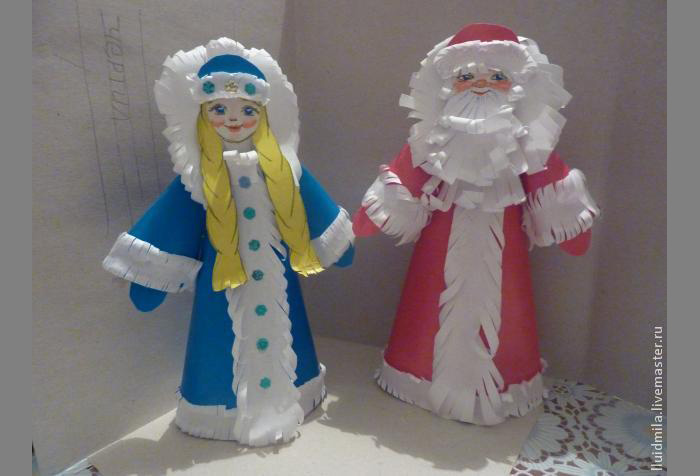 Дед Мороз и Снегурочка из бумаги своими руками для детей пошагово с фото