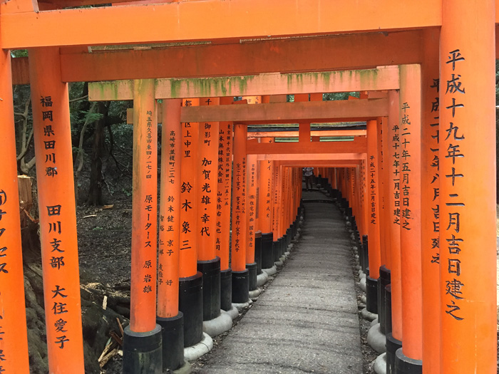 Коридоры из оранжевых колонн в Японии