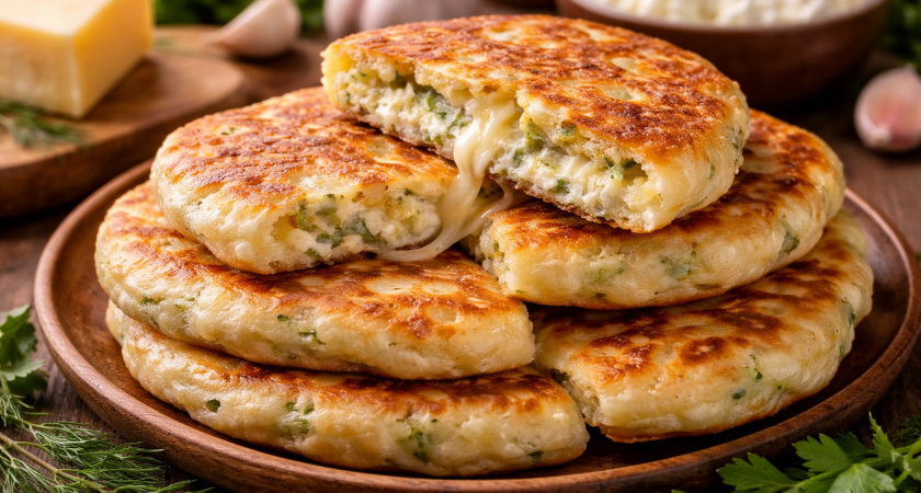 Творог, сыр и немного чеснока в тесте — жарю лепёшки, которые тают во рту. И на завтрак, и на перекус