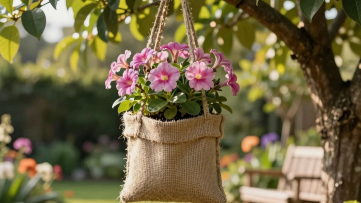 Из куска мешковины делаю кашпо на дачу - красота необыкновенная. Рассказываю алгоритм 