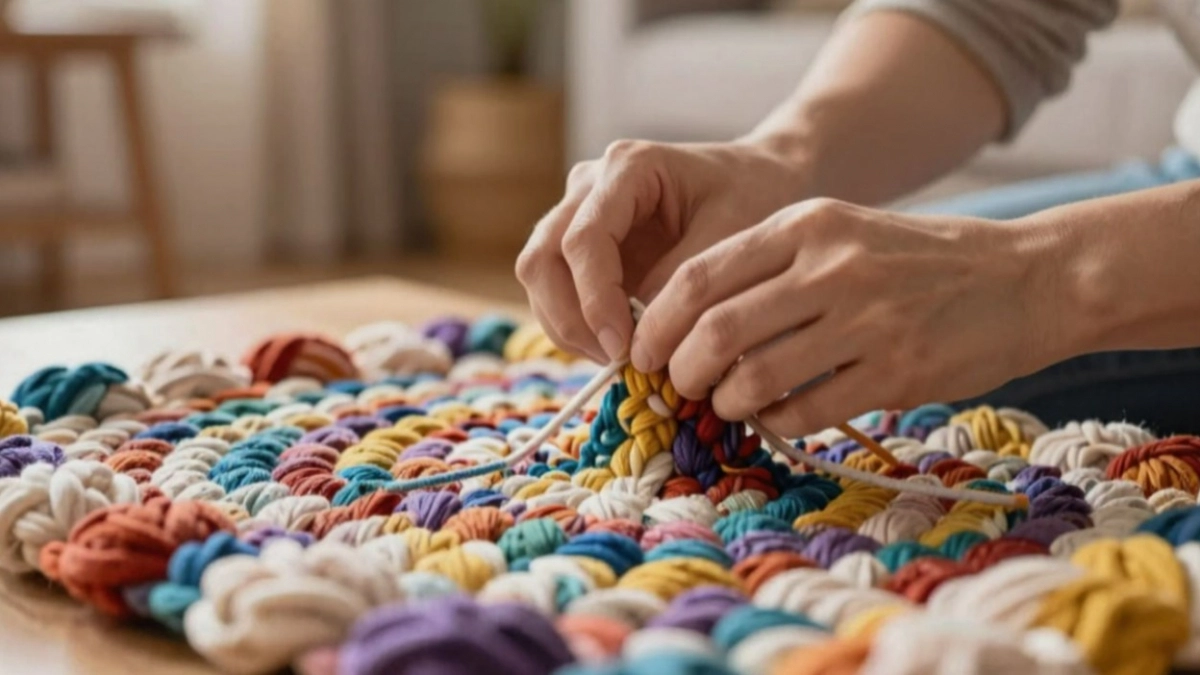 Старые футболки не выкидываю - мастерю из них "бабушкины" коврики: инструкция для рукодельниц