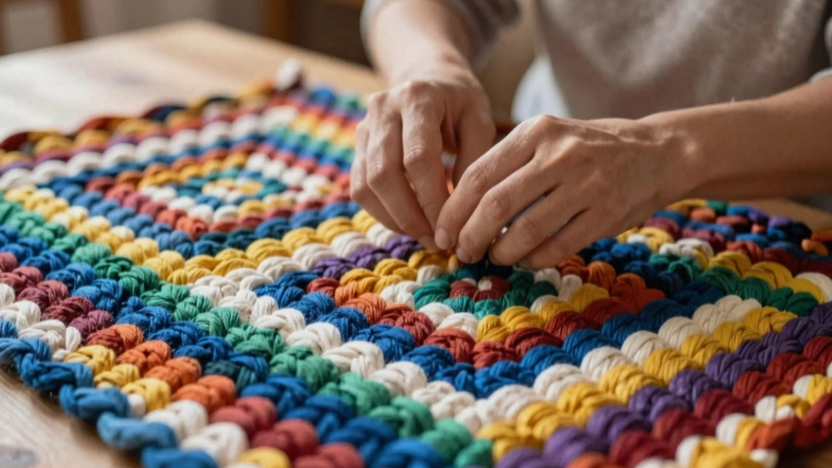 Старые вещи и веревки берегу как зеницу ока - делаю из них коврики: простейшая техника, которую каждая знает с детства