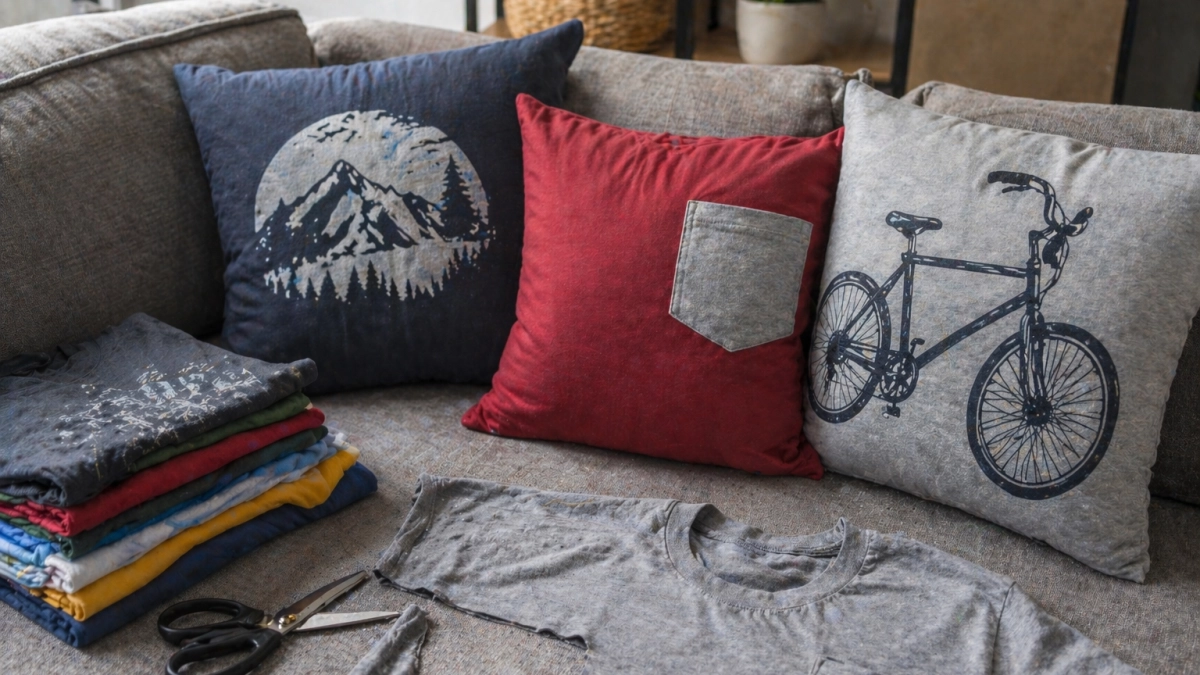 Старые футболки никогда не выбрасываю: превращаю их в стильные домашние подушки