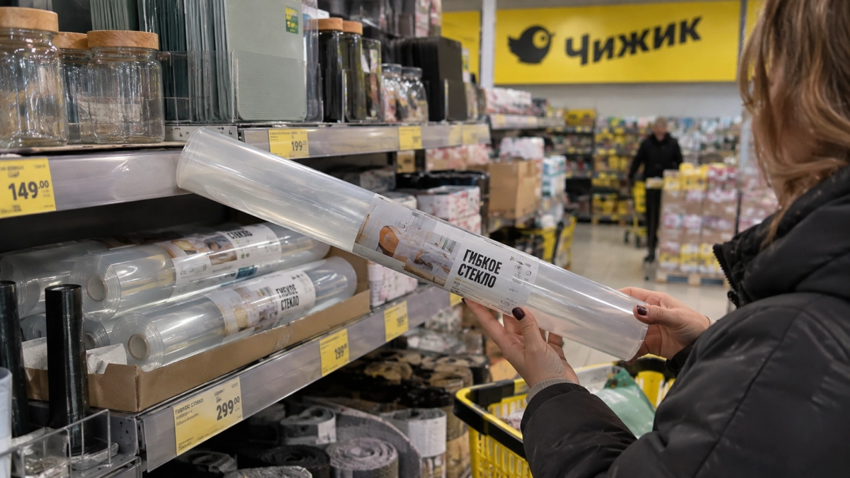 "Гибкое стекло" из "Чижика" забираю рулонами: спасло мне старую мебель и упростило уборку дома