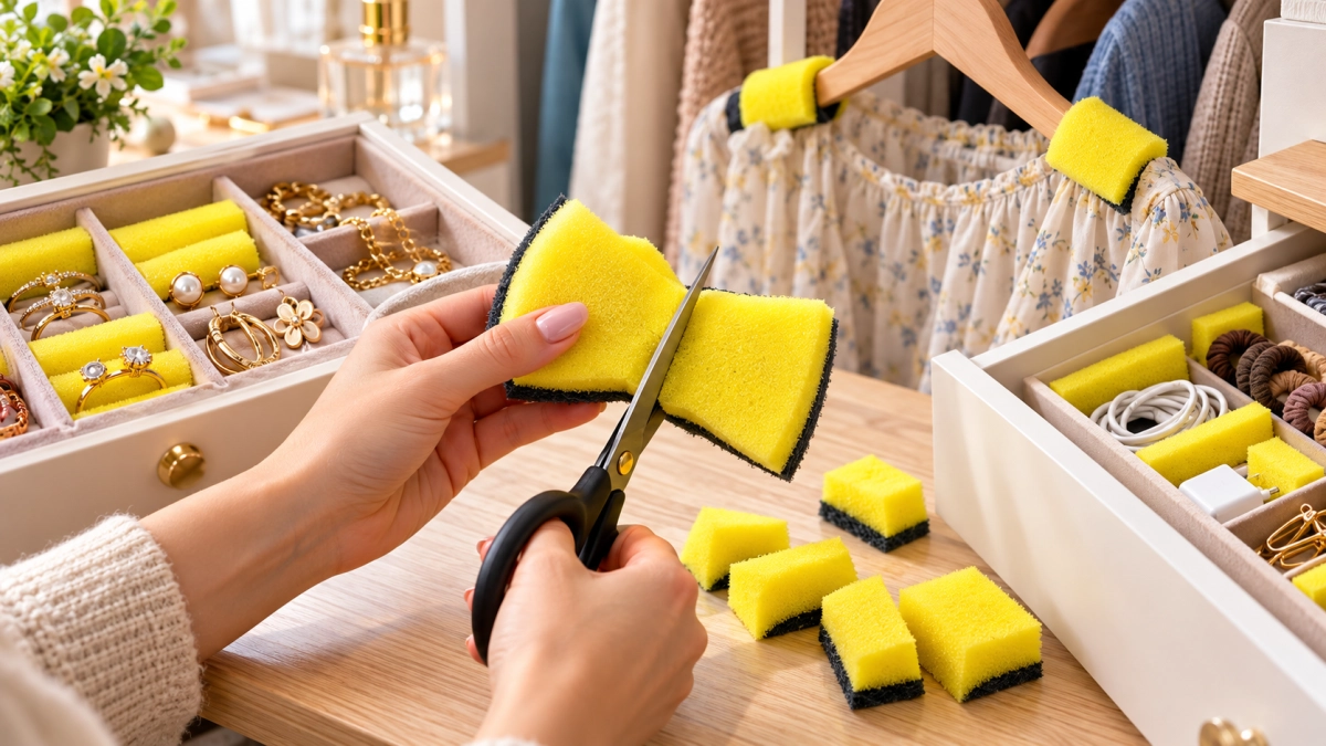 Губки-бантики из Fix Price режу на части – посуду ими не мою: 4 хитрости для шкафа, ящиков и украшений